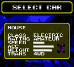 Mouse in the car selection menu of the discontinued GBC port.