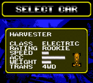 Harvester in the car selection menu of the discontinued GBC port.