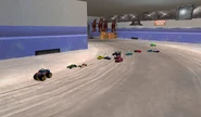 Multiple cars lose control in the freezer section.