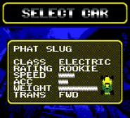 Phat Slug in the car selection menu of the discontinued GBC port.