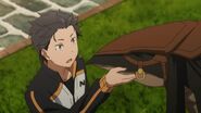 Subaru petting Patrasche - Re Zero Anime