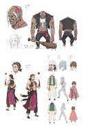 Rom, Kadomon, and Tonchinkan character designs 1st ReZero Artbook