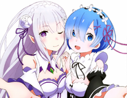 Re Zero - Imagen con Emilia y Rem