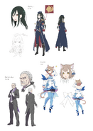 Crusch, Ferris and Wilhelm character designs 1st ReZero Artbook