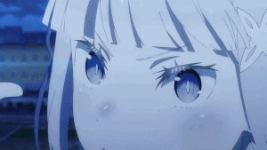 Emilia conjuring a hammer to strike Regulus.