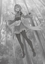 Yae using the Steel Thread Technique to stand in the air.