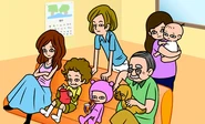 Screenshot of the family in Citrus Remix from Rhythm Heaven Megamix