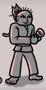 The cat sitting on Karate Joe in Rhythm Heaven Fever