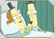 Mrs. Poopybutthole with her husband, after their son's birth.
