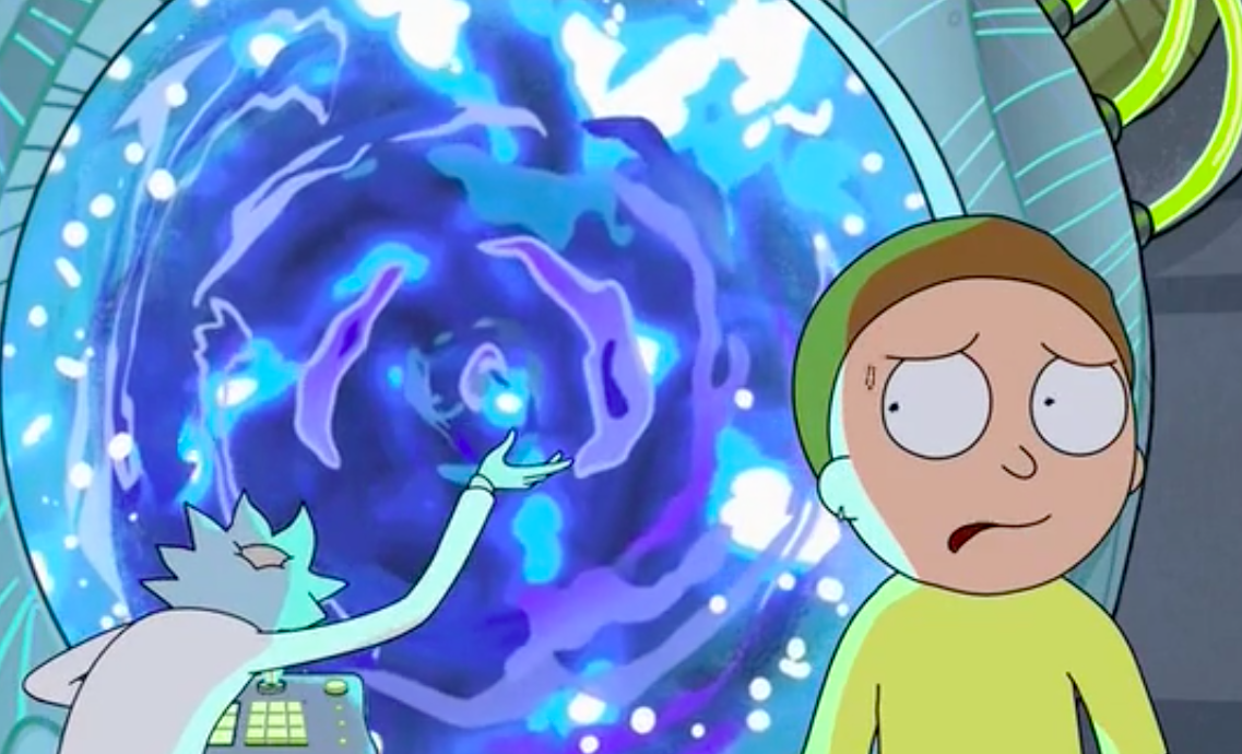 Prime Rick was the first to invent interdimensional portal technology so he  was moving from dimensions to other to give other Ricks the same technology  this was before the citadel. Green portal