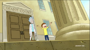 Rick and Morty on the steps of giant court