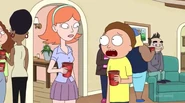 Jessica talks with Morty at Rick Sanchez's party