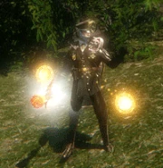 Motes flying around the Priest