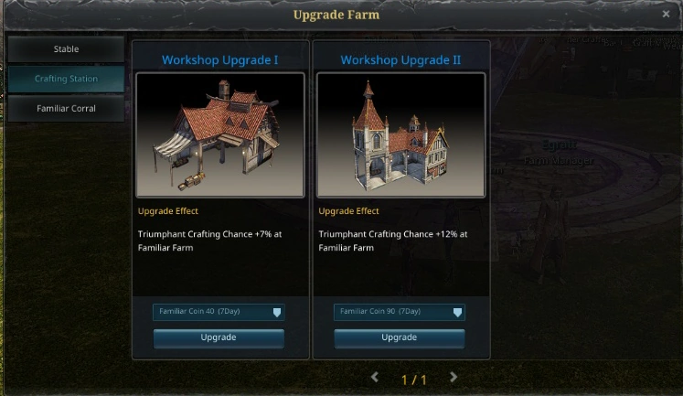 Workshop Upgrade Familiar Farm 1