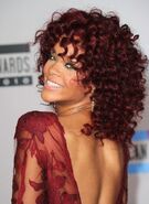 2010 American Music Awards Rihanna in Elie Saab red hair red dress