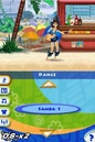 Linda in the dance minigame while wearing the blue bird costume from the carnival