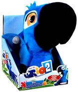 Blu 8" Singing Plush Toy, says two phrases and sings one song. Available on Ebay for US $18.99, on Amazon for US $19.99