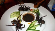 Fried tarantula in a Cambodian restaurant