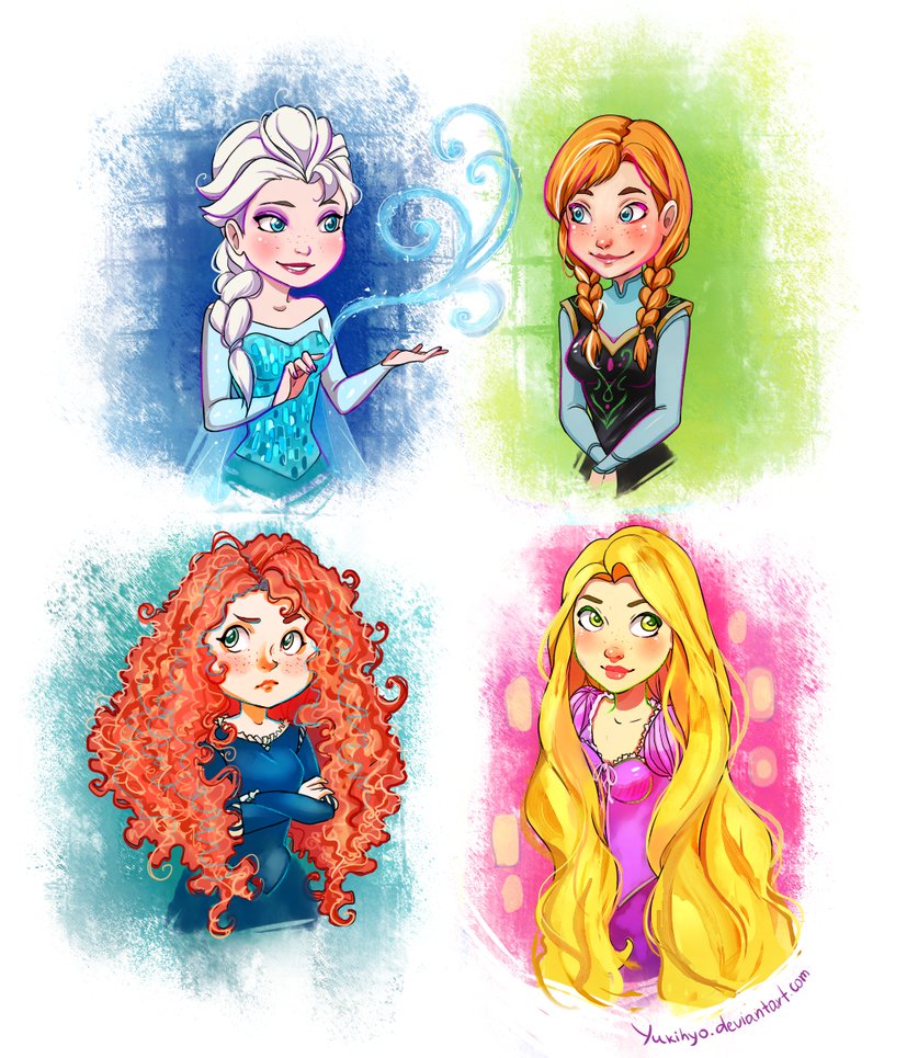 In this crossover, the main characters are Rapunzel Corona, Merida DunBroch...