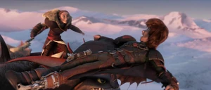 Hiccup showing his suit to his Mother