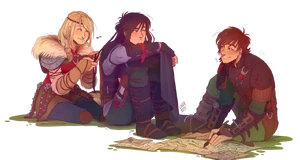 Astrid and Hiccup with human Toothless