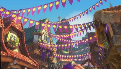 The Village celebrating Rapunzel's birthday.