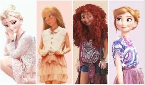 Modern Elsa,Rapunzel,Merida and Anna