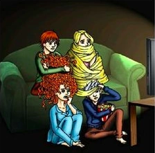 watching a scary movie