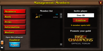 Guild leader menu