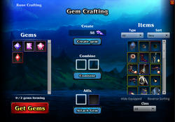 Gem Crafting Screen