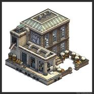 Concept art for the unreleased wool mill building