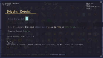 Energy Cell Shipping Details