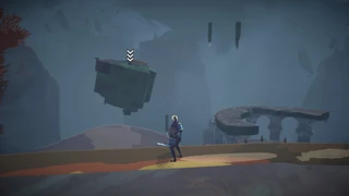 9. On a far away island after reaching the ramp at the top of the path.