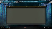 "Speed Run Data" records list screen.