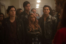 2x10 The-Blackboard-Jungle Jughead, Toni, Sweet-Pea and Fangs-Fogarty