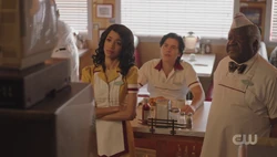 Jughead, Tabitha, and Pop watch Alice and Percival