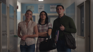 Season 1 Episode 1 The River's Edge Veronica, Betty and Kevin in the hallway