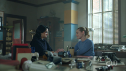 Betty and Veronica at The Blue and Gold office.