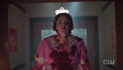 Ethel arrives to the sock hop covered in blood