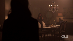Veronica sees Hiram and Hermione at the dining table
