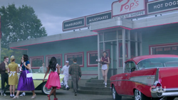 Download The Core Four of Riverdale posing in the iconic diner, Pop's  Chock'lit Shoppe