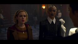 Sabrina and Prudence confront Agatha and Dorcas