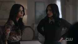 Hermione and Veronica learning of the Jones visit to the prison