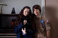 Jodelle Ferland(Alice) and Uriah Shelton(Pete) posing for a picture.