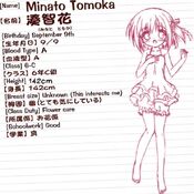 Minato Tomoka's info sheet 1 (Season 1).