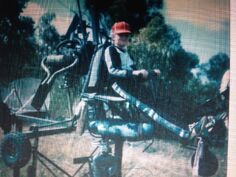 The close-up Gyrocopter with its motor and pulley system.