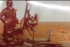 Gerry Goodwin, the actual Gyrocaptain piloting the Gyro on set of Mad Max 2