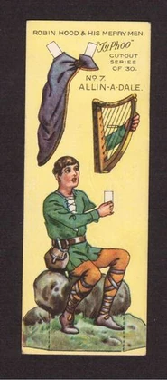 Alan a Dale as Allin a Dale from the Typhoo Tea Paper Doll Card series of Robin Hood cutouts from 1928.