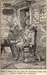 Maken's employer Eadom watching Robin steal the warrant from the Tinker at the Blue Boar Inn