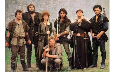 Clive Mantle, Michael Praed, Phil Rose, Mark Ryan, Judi Trott, Peter Llewellyn Williams, and Ray Winstone in Robin of Sherwood (1984)